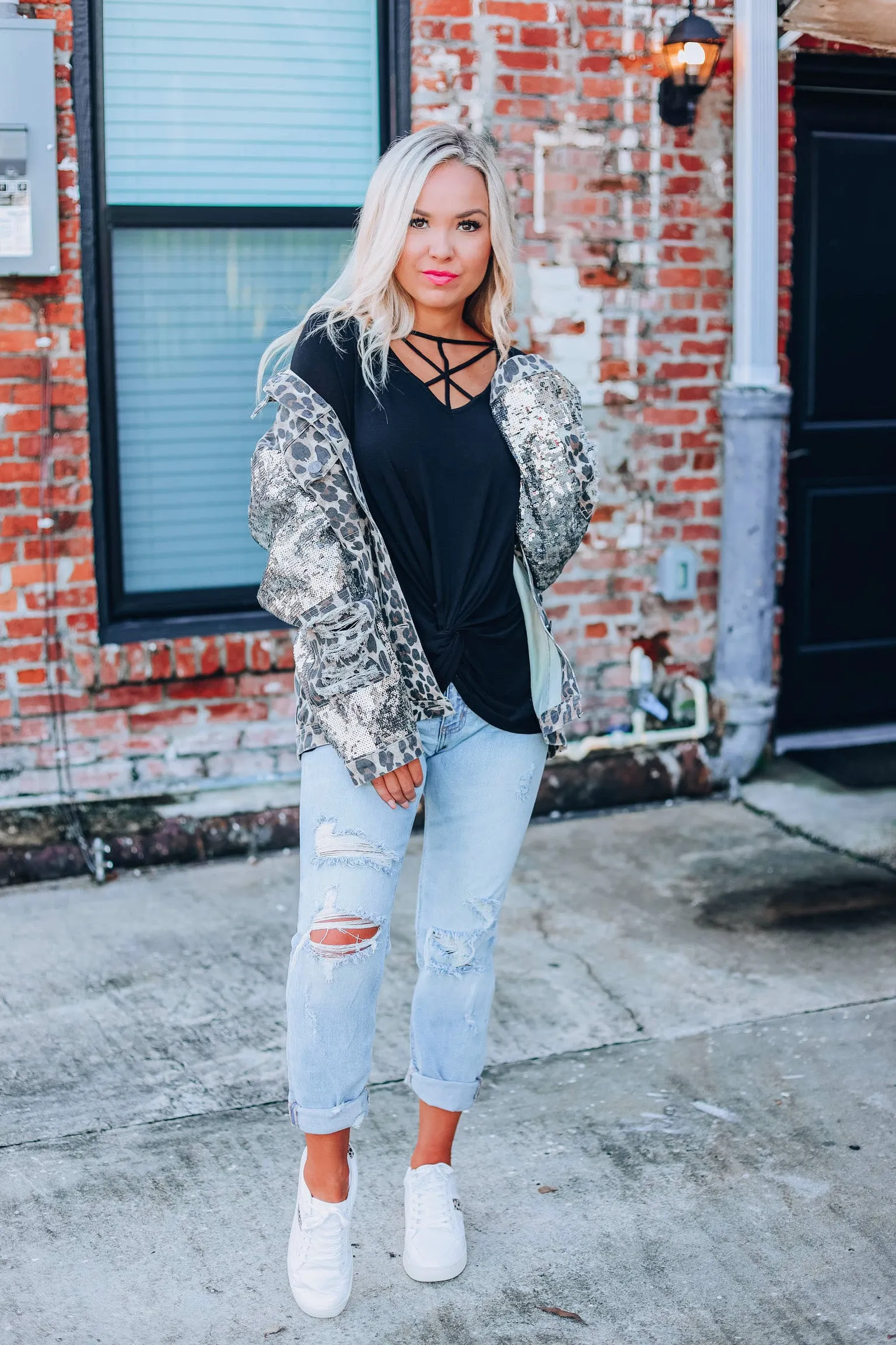 Distressed Chic Denim Jacket