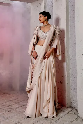 Draped Lehenga with Cape