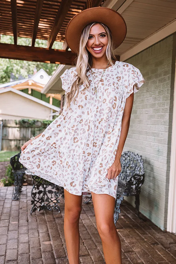 Dreaming Big Leopard Babydoll Dress In Ivory