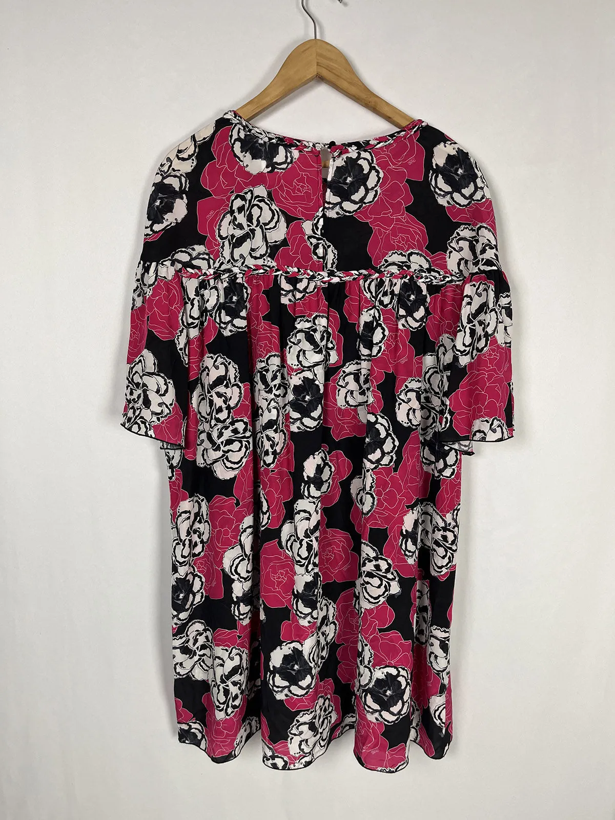 Dyvna Size 14 Pink & Gray Floral Dress NWT