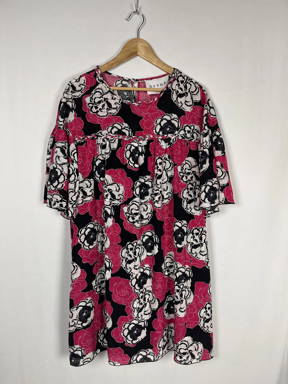 Dyvna Size 14 Pink & Gray Floral Dress NWT