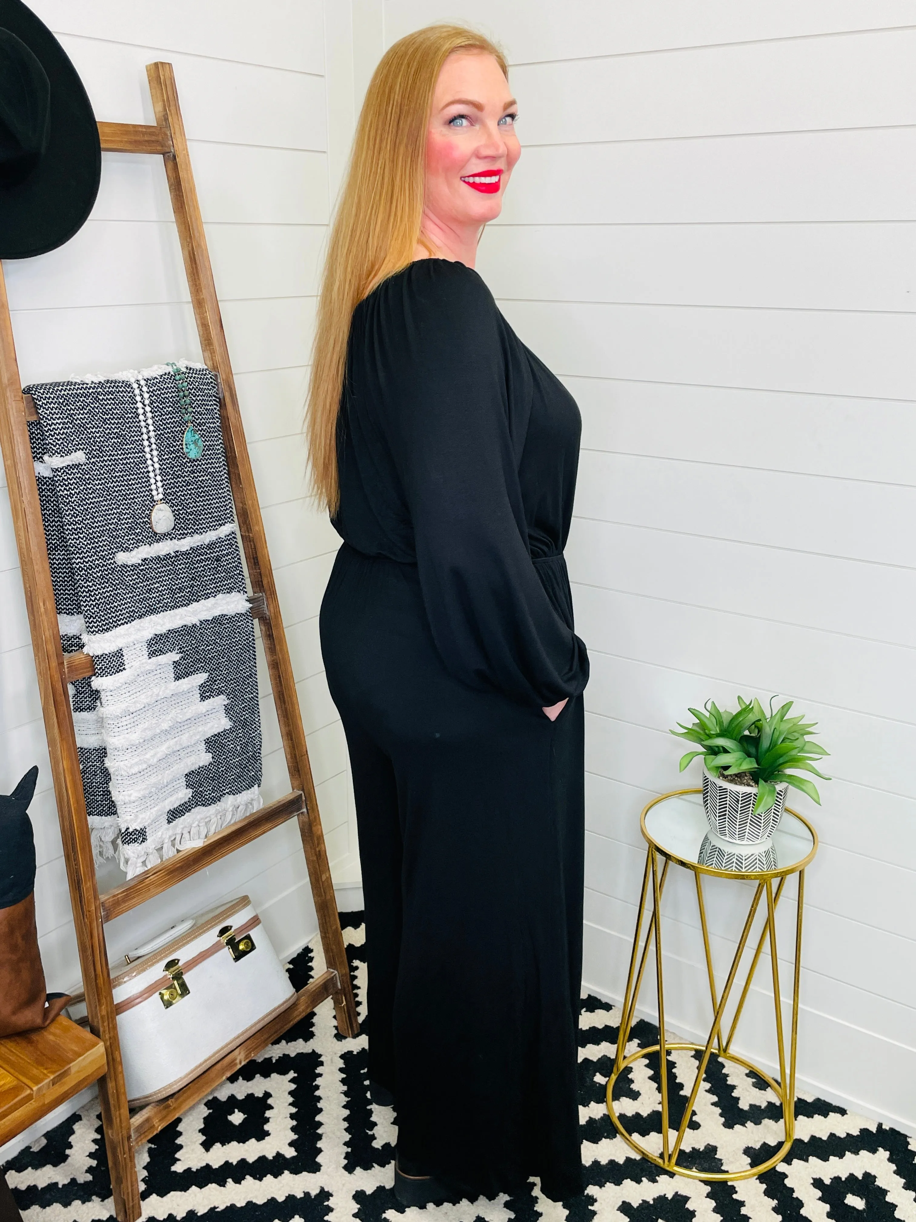 Effortless Style Black Wide Leg Jumpsuit