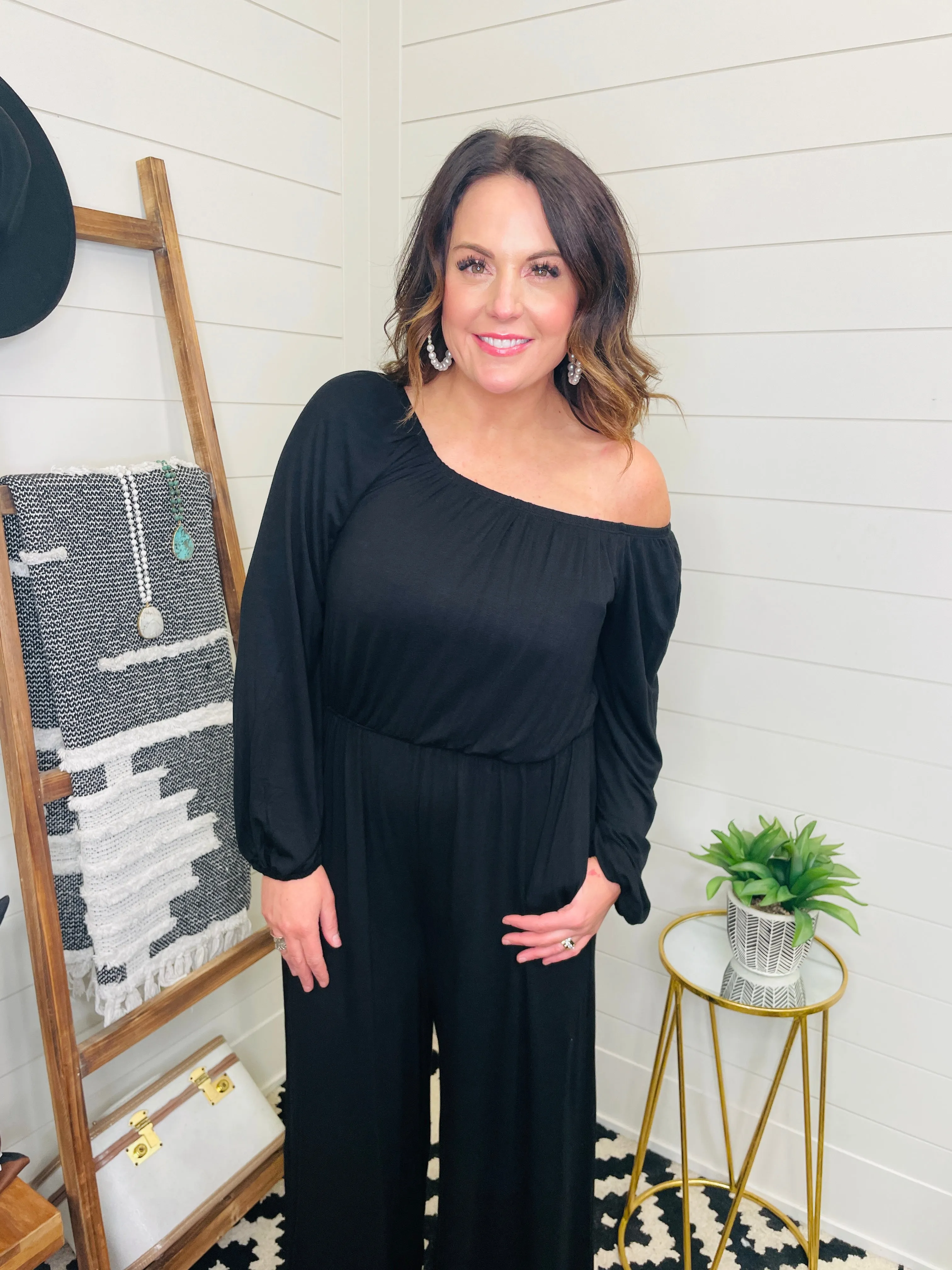 Effortless Style Black Wide Leg Jumpsuit