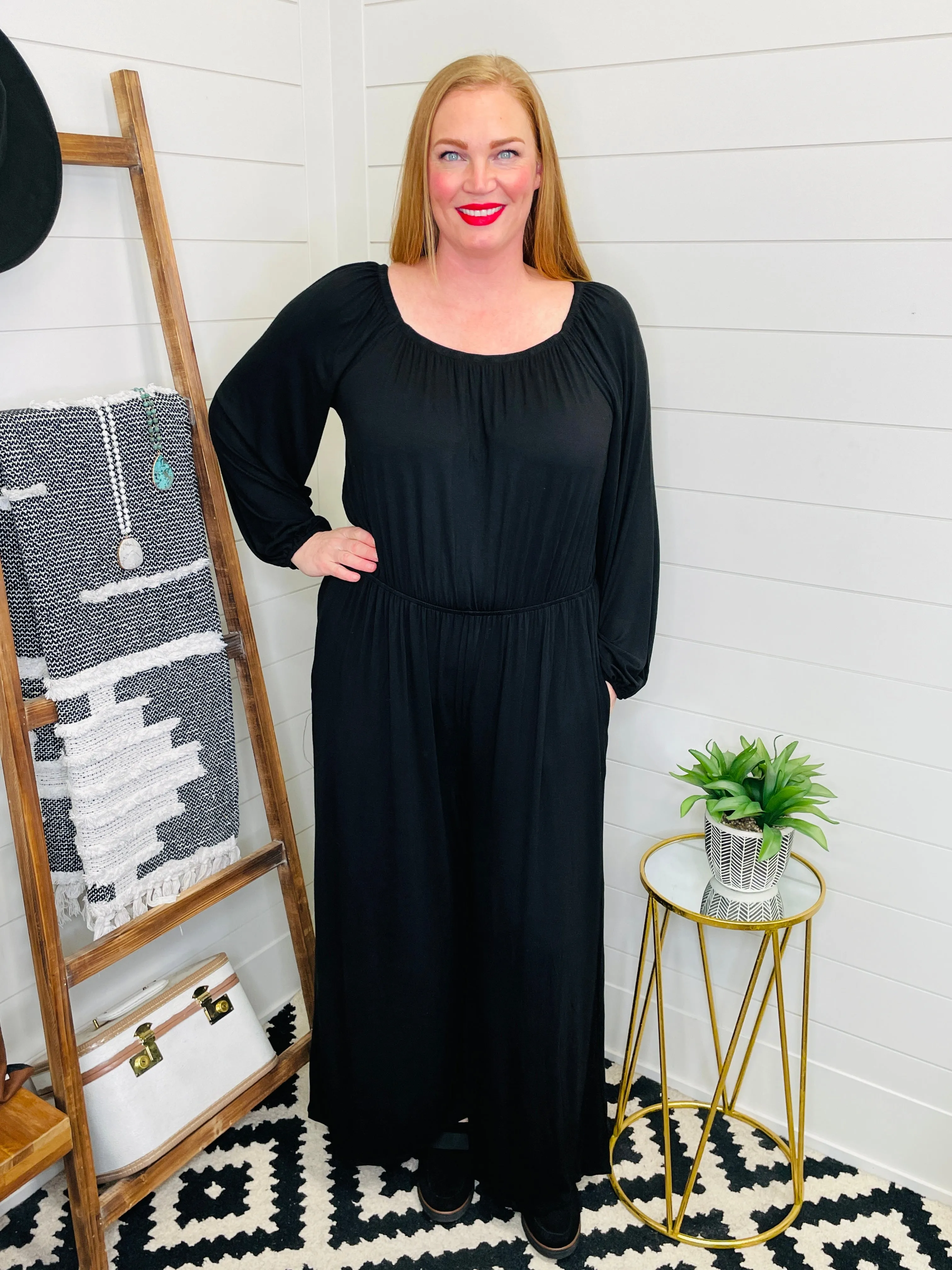 Effortless Style Black Wide Leg Jumpsuit