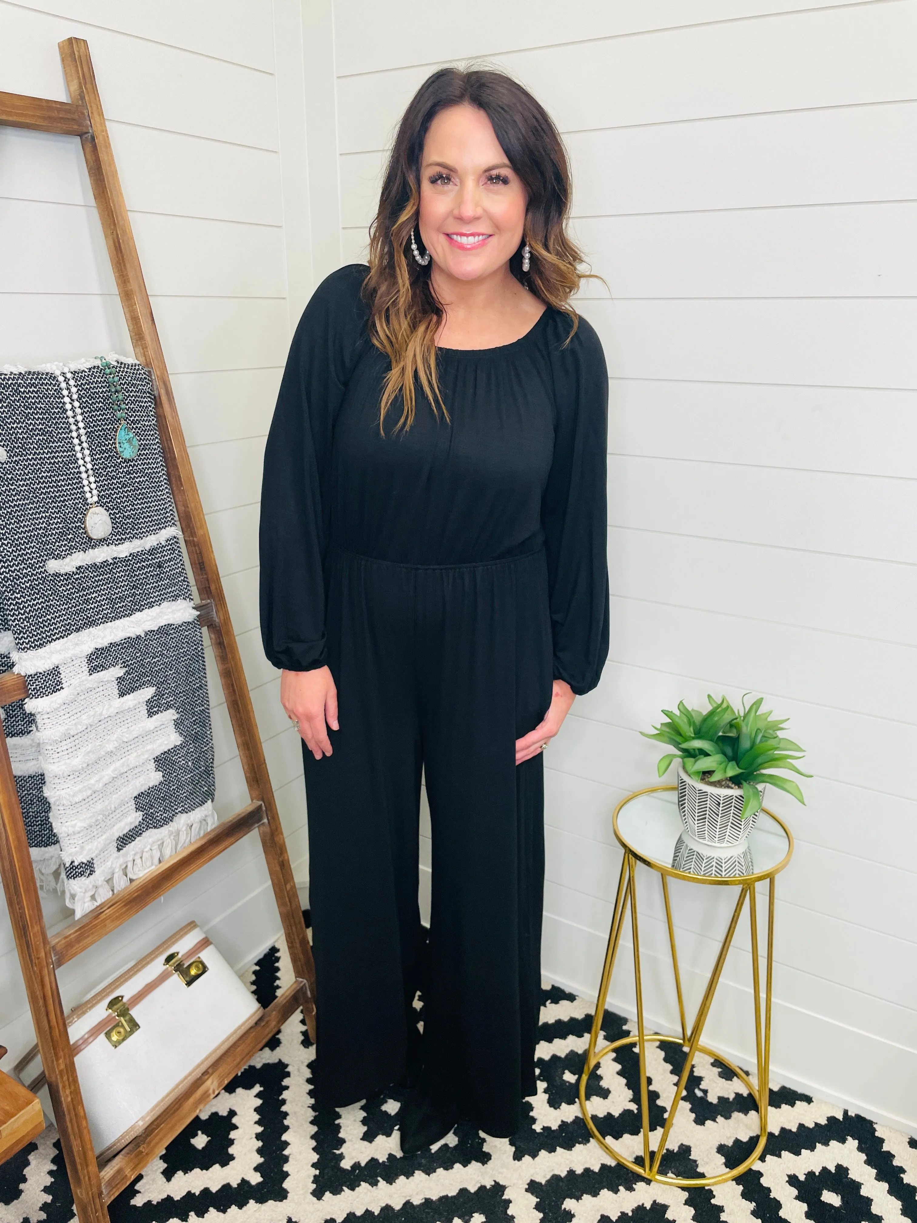 Effortless Style Black Wide Leg Jumpsuit