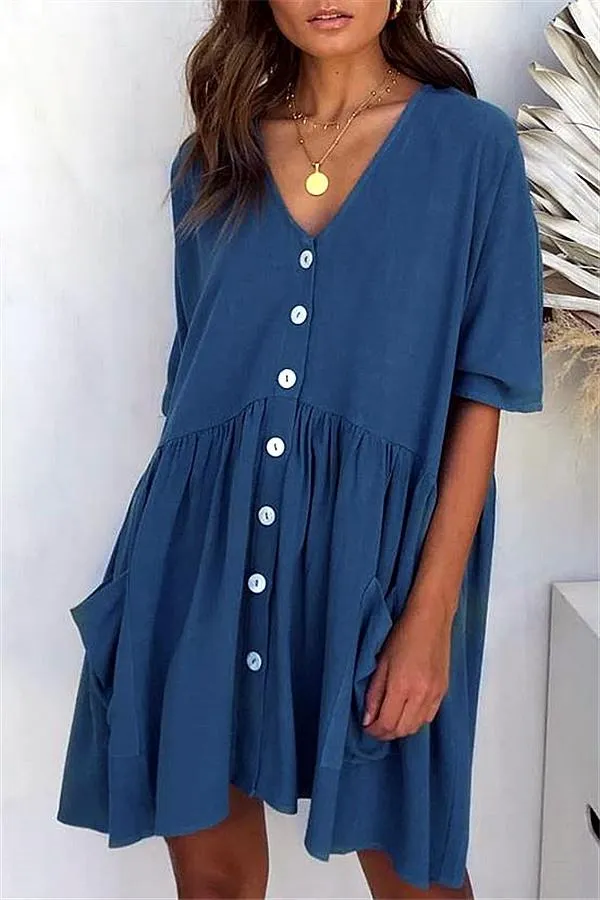 Elegant Cowboy Navy Shirt Dress