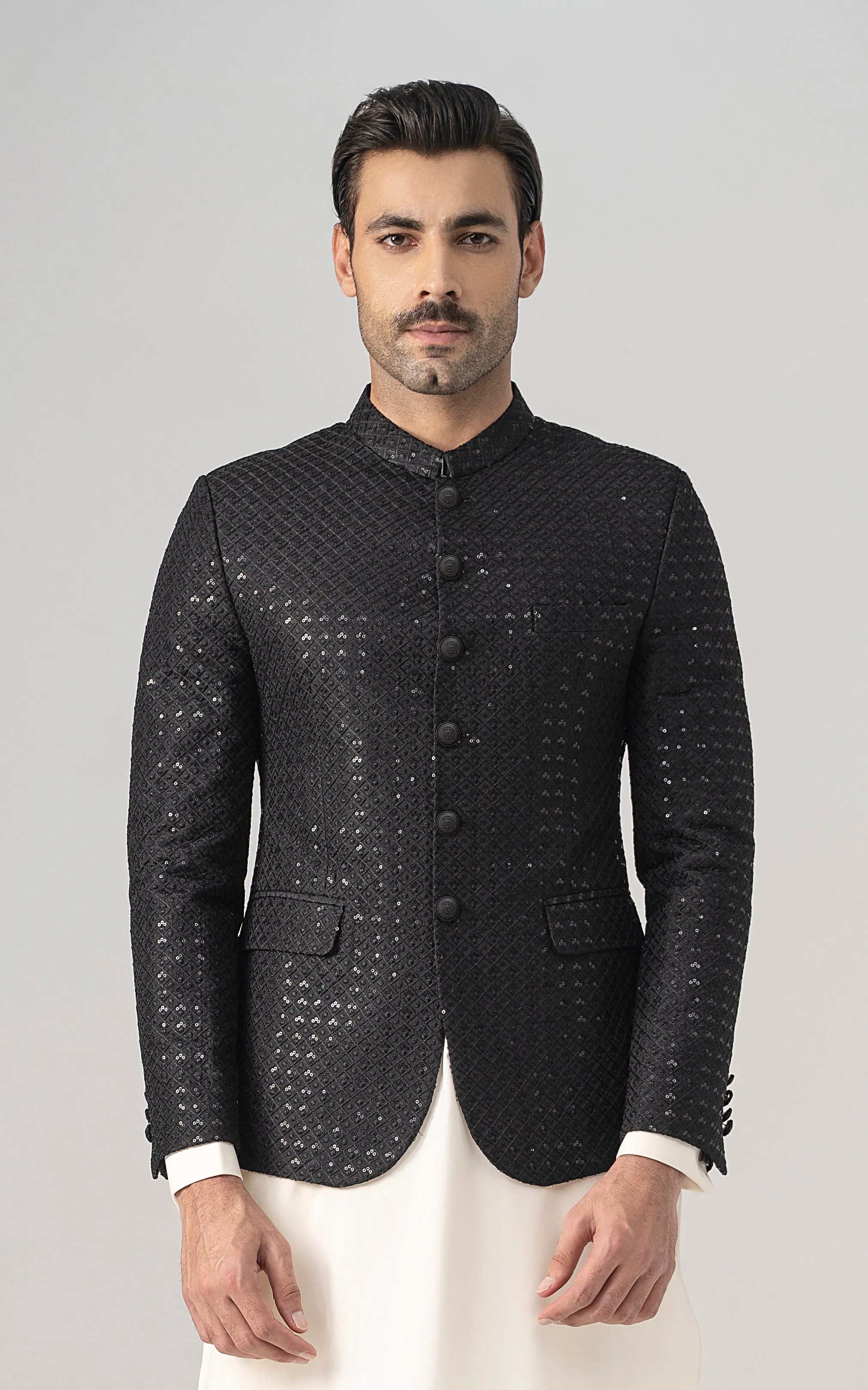 EMBROIDERED PRINCE COAT- FESTIVE COLLECTION BLACK