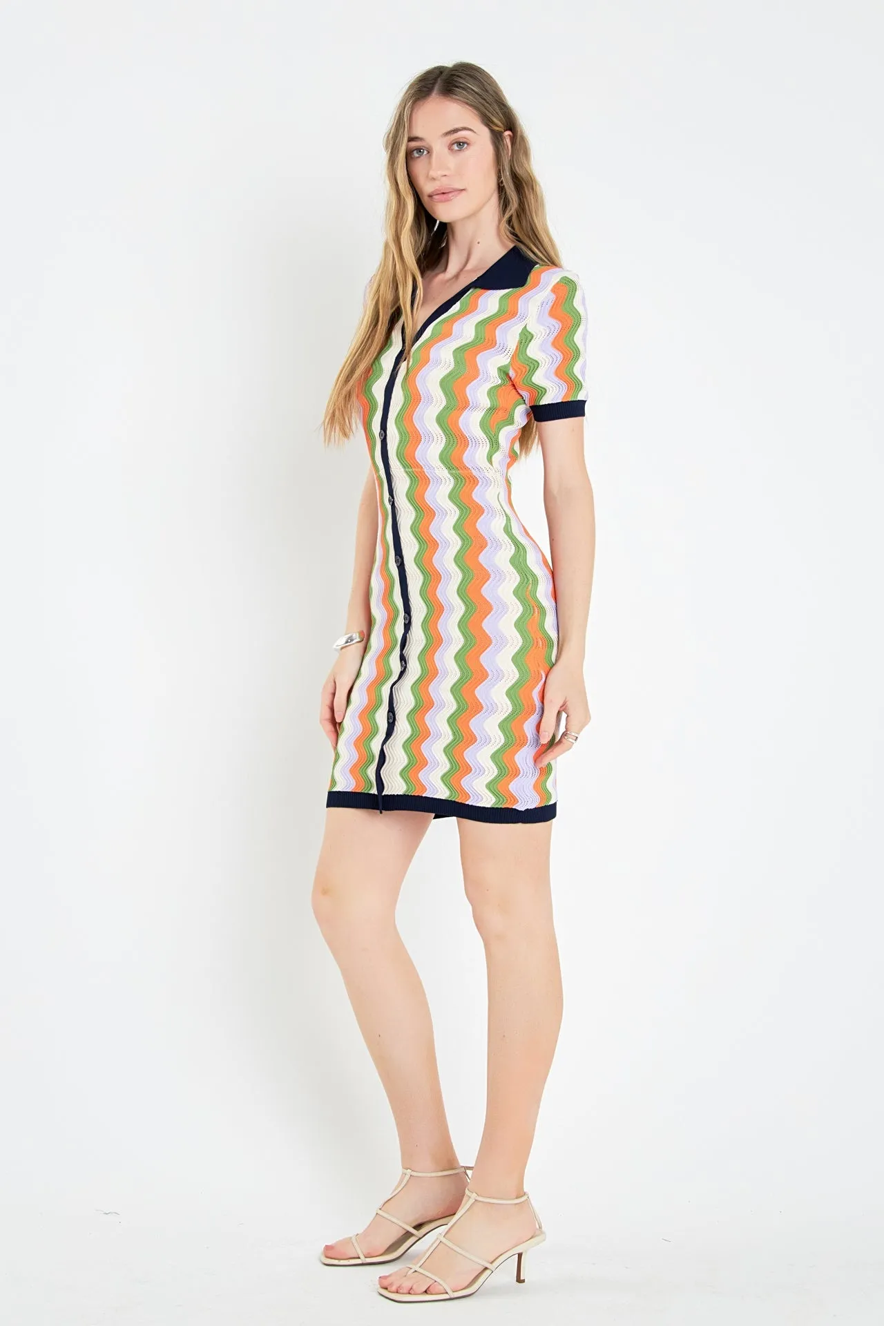 English Factory - Wavy Stripes Knit Mini Dress