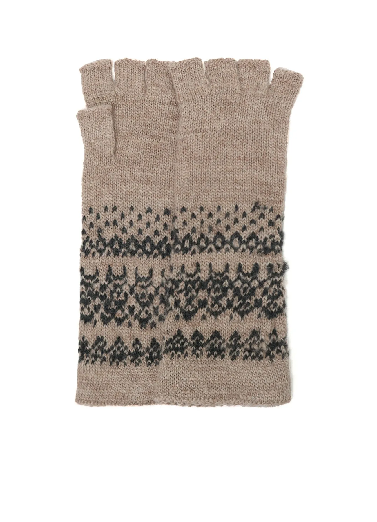 FAIR ISLE PATTERN FINGERLESS GLOVES