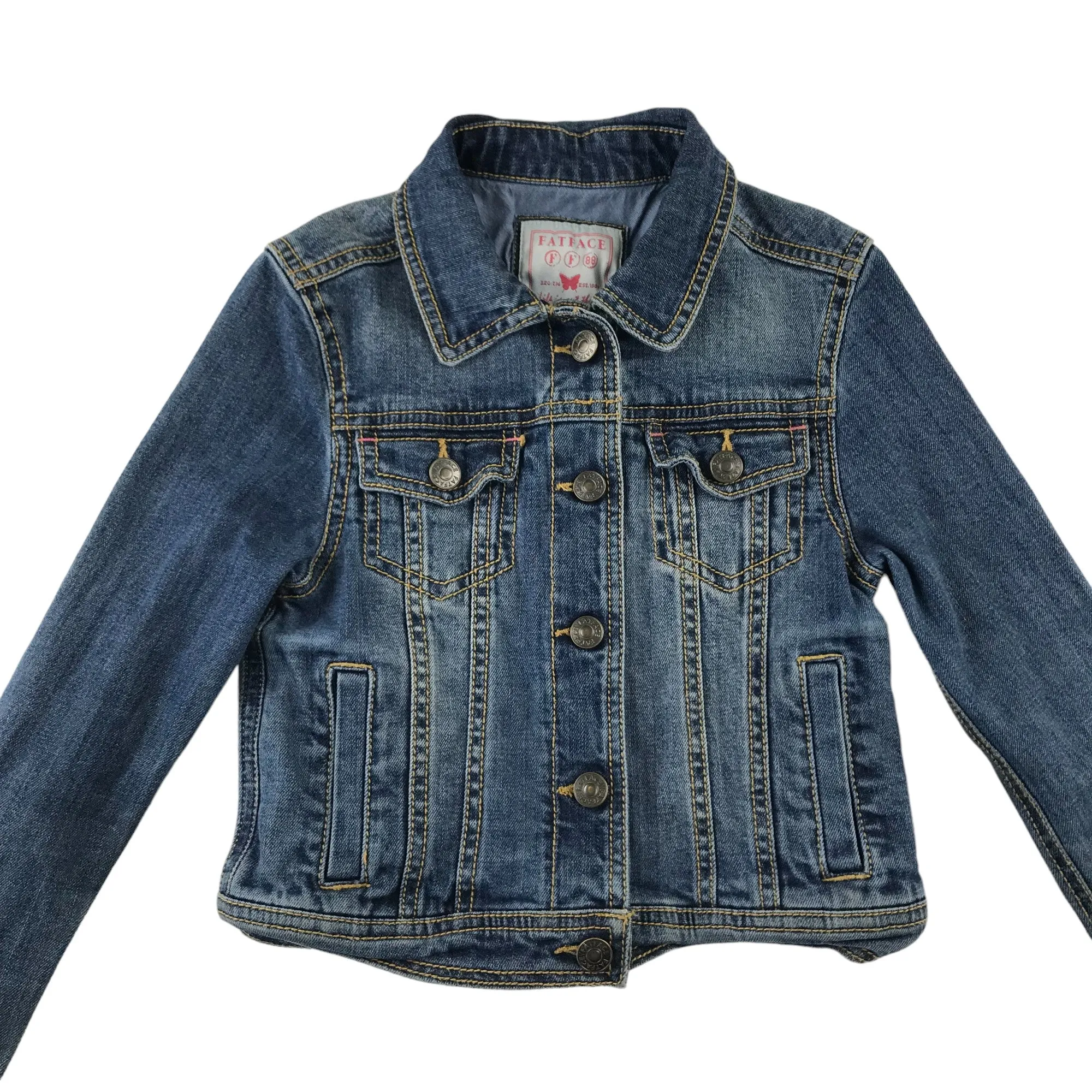 Fatface denim jacket 6-7 years blue slightly cropped cotton