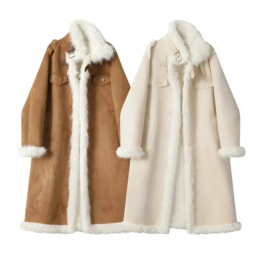 Faux Fur Trim Wool Coat