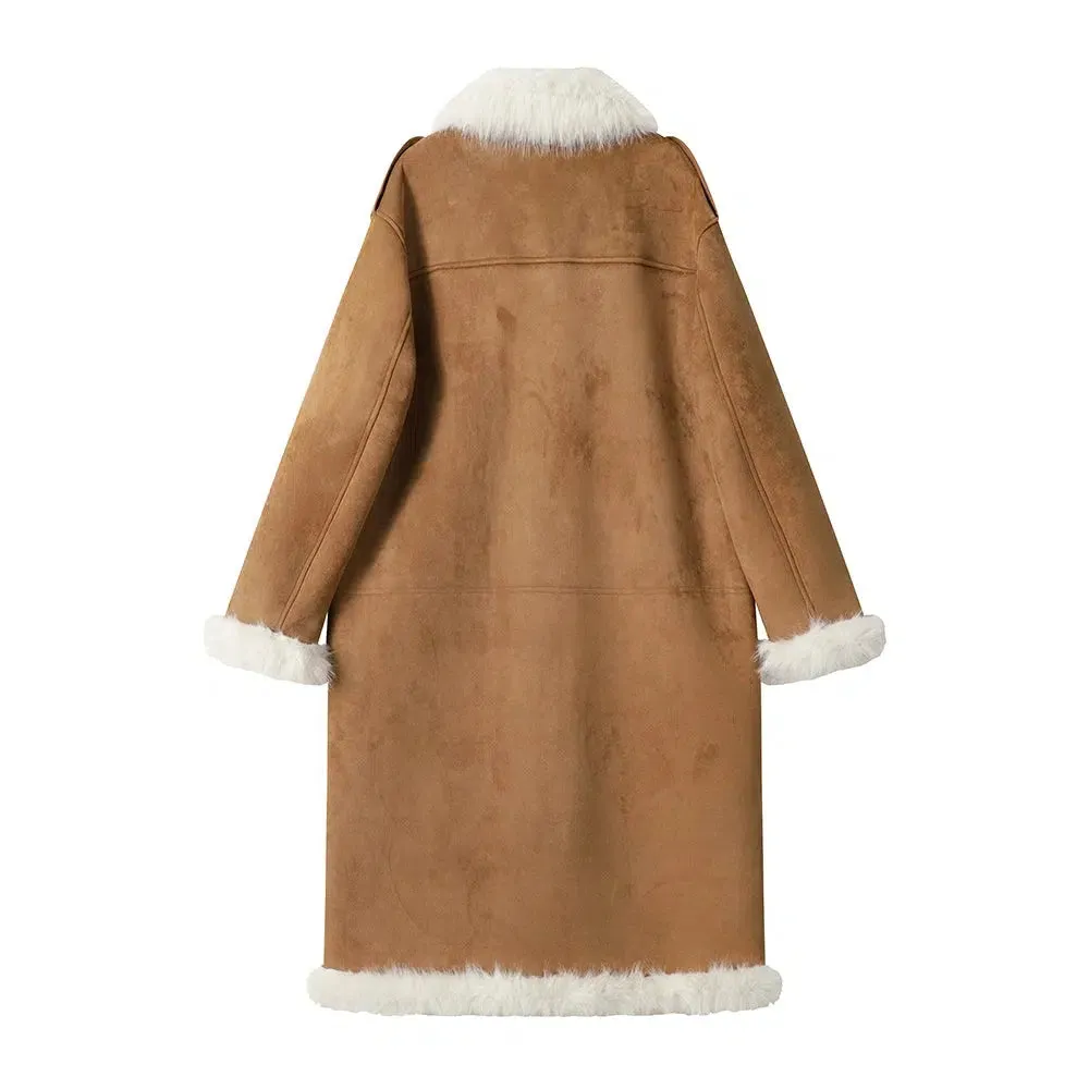 Faux Fur Trim Wool Coat