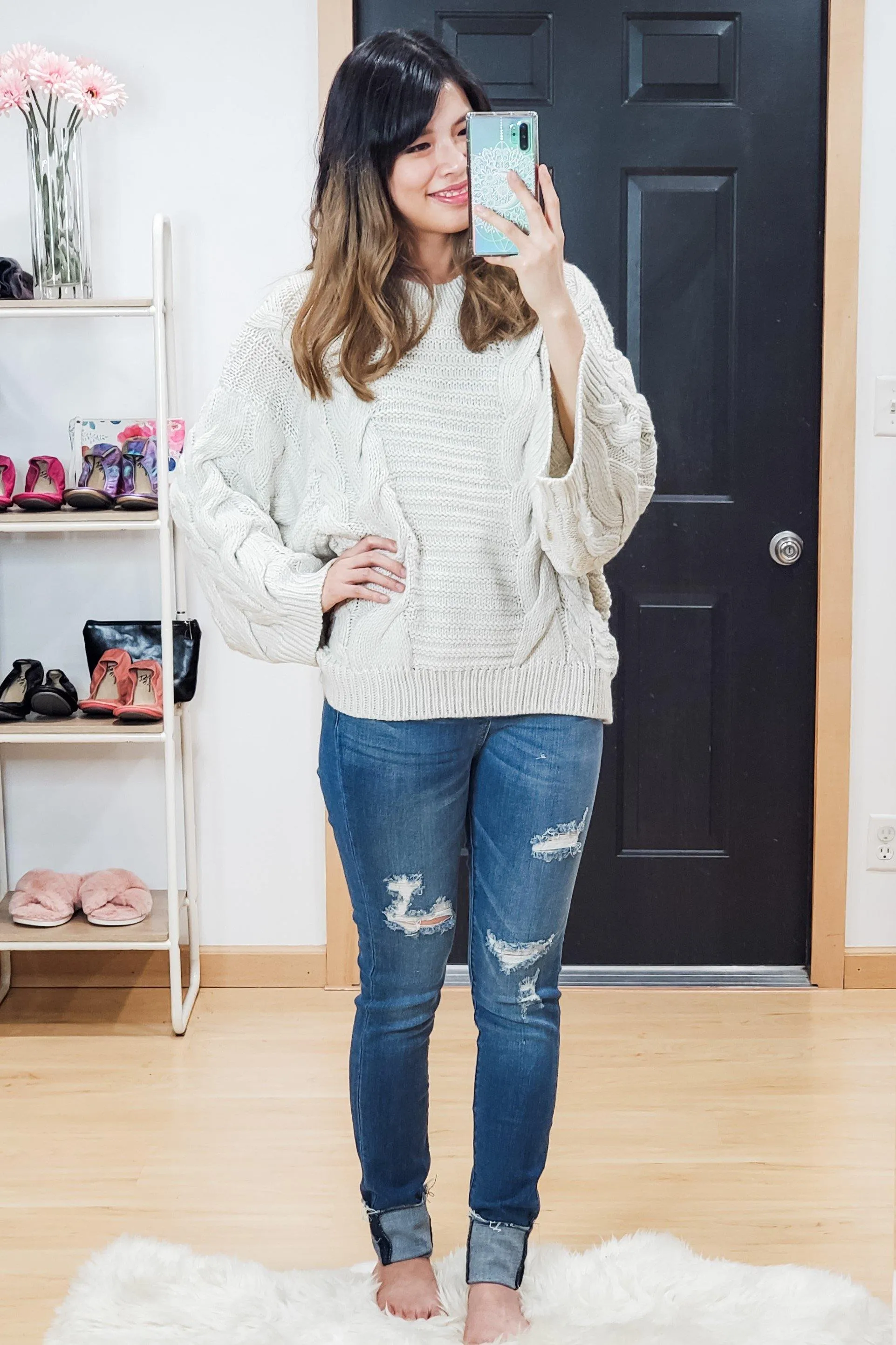 FINAL SALE -  Bell Sleeve Cable Knit Sweater