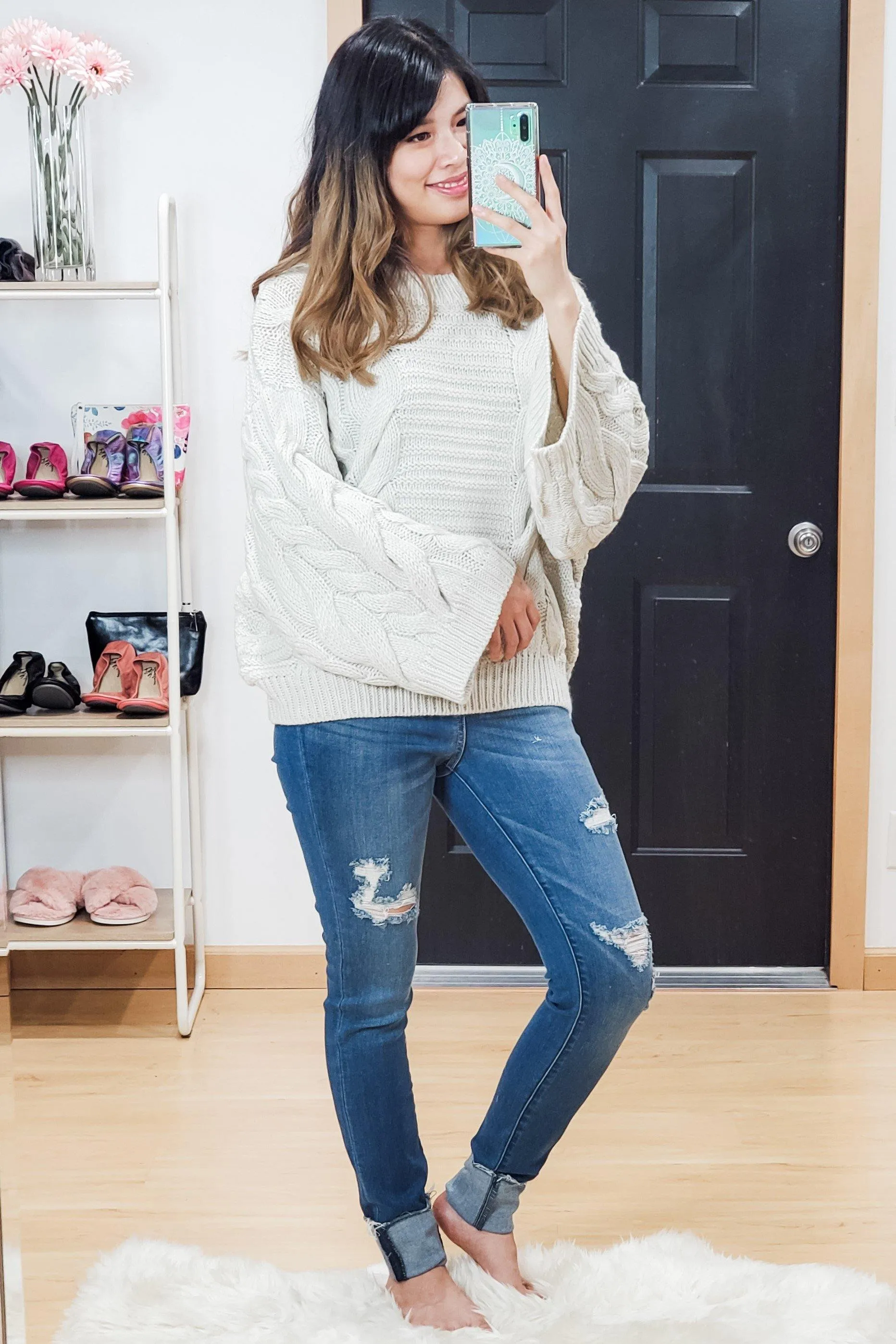 FINAL SALE -  Bell Sleeve Cable Knit Sweater