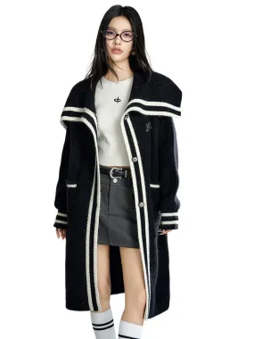 (Final Sale) Black Oversized Lapel Knit Coat