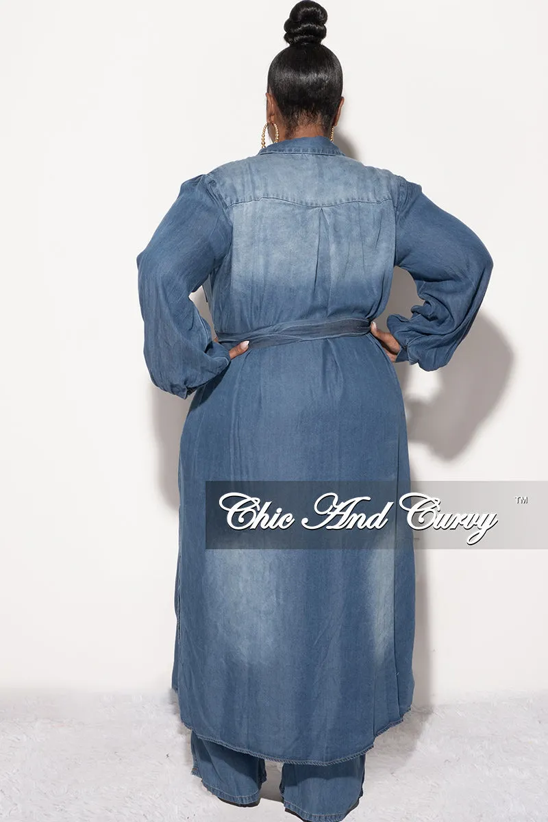 Final Sale Plus Size 2pc Trench Jacket and Pants Set in Denim