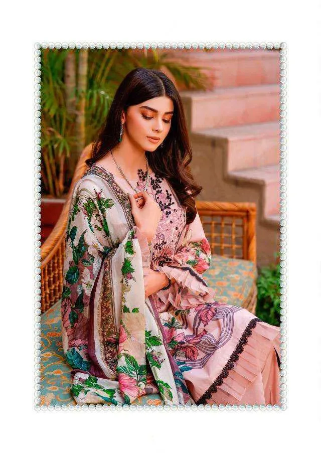 Firdous Pakistani Pink Unstitched Cotton Suit Dress Material