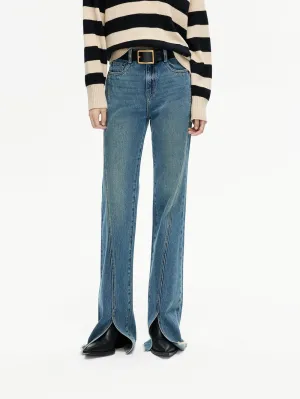 Front Slit Flared Jeans