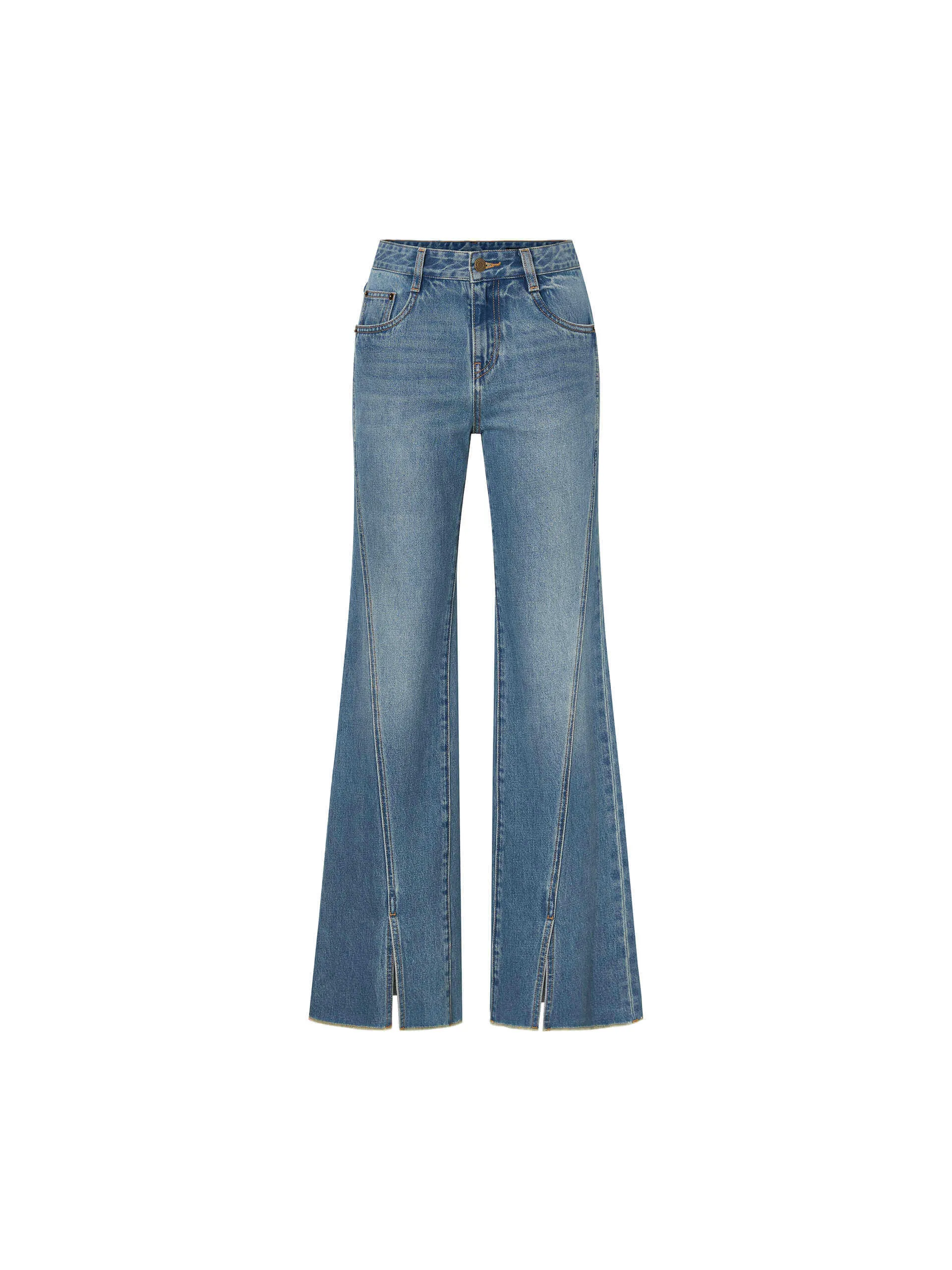 Front Slit Flared Jeans