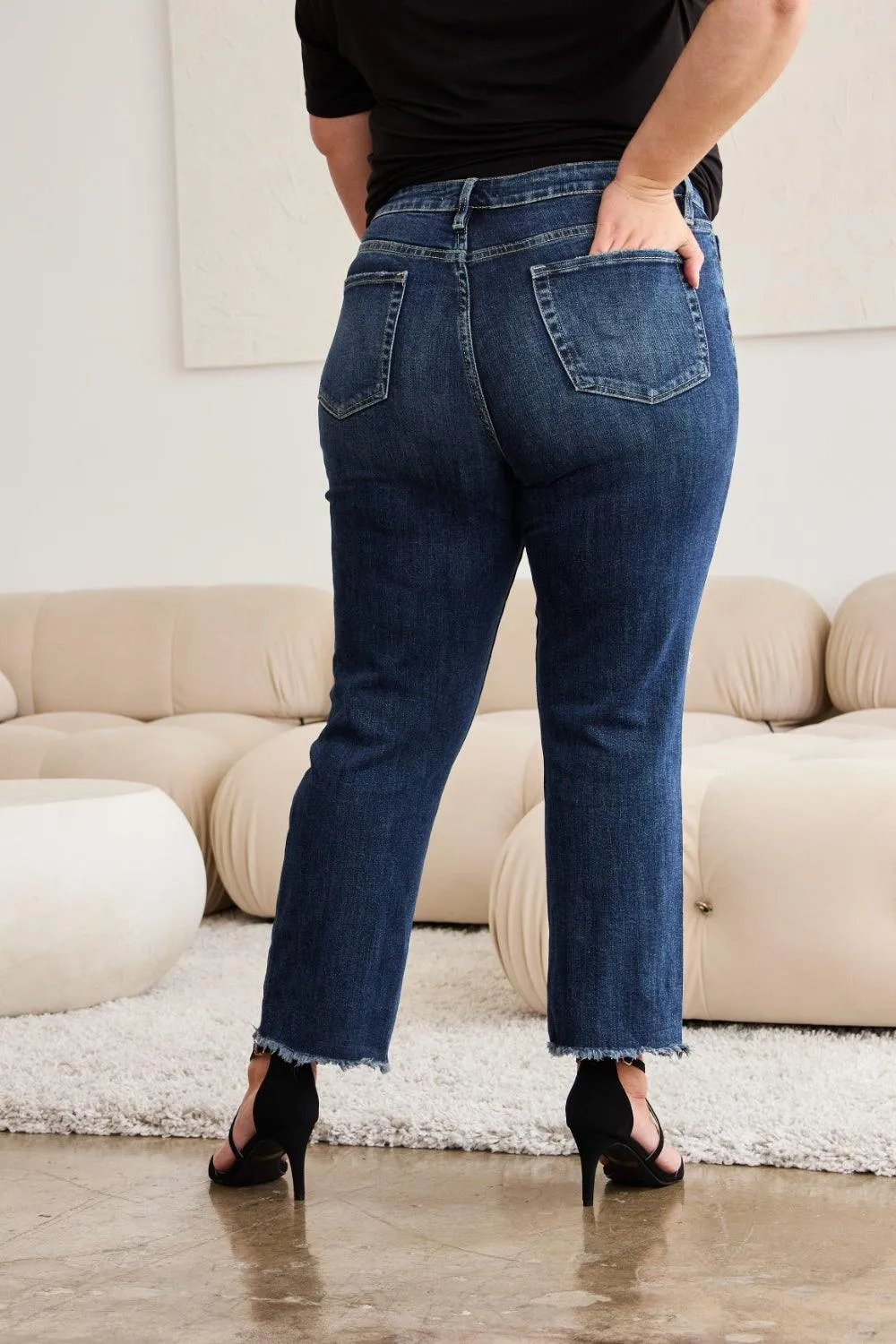 Full Size Distressed High Waist Jeans