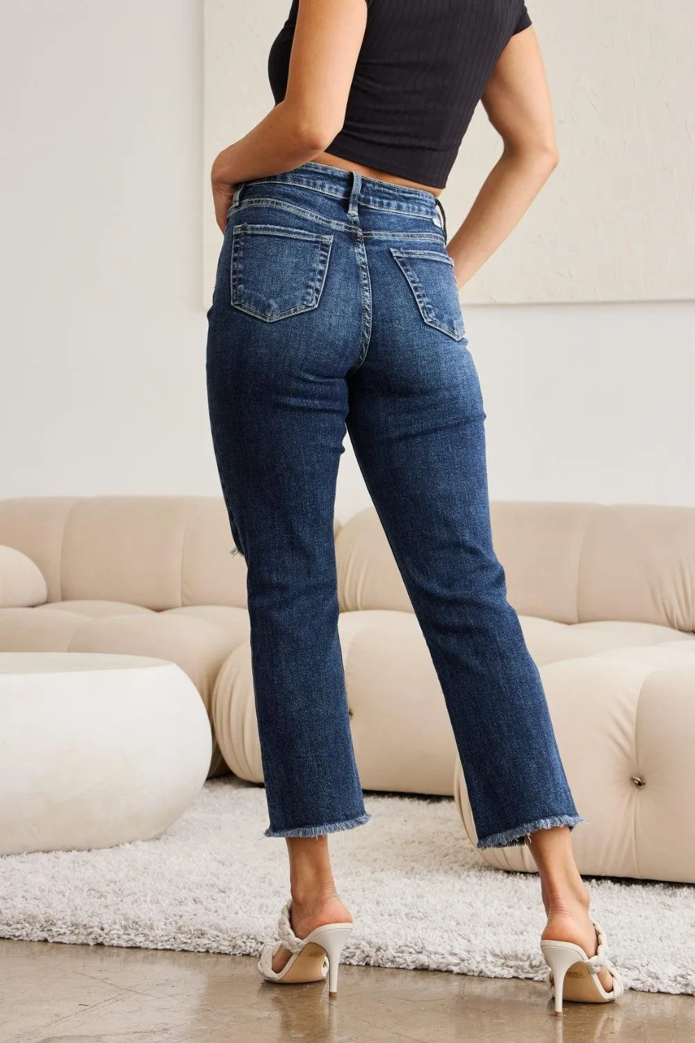 Full Size Distressed High Waist Jeans