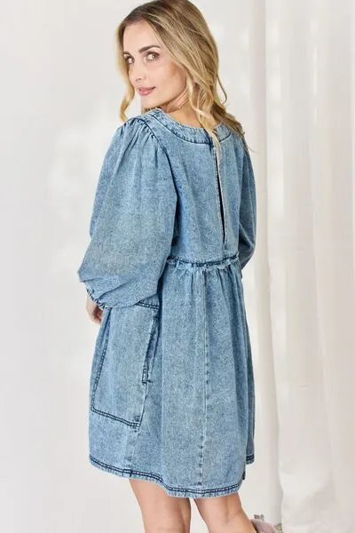 Full Size Oversized Denim Babydoll Dress