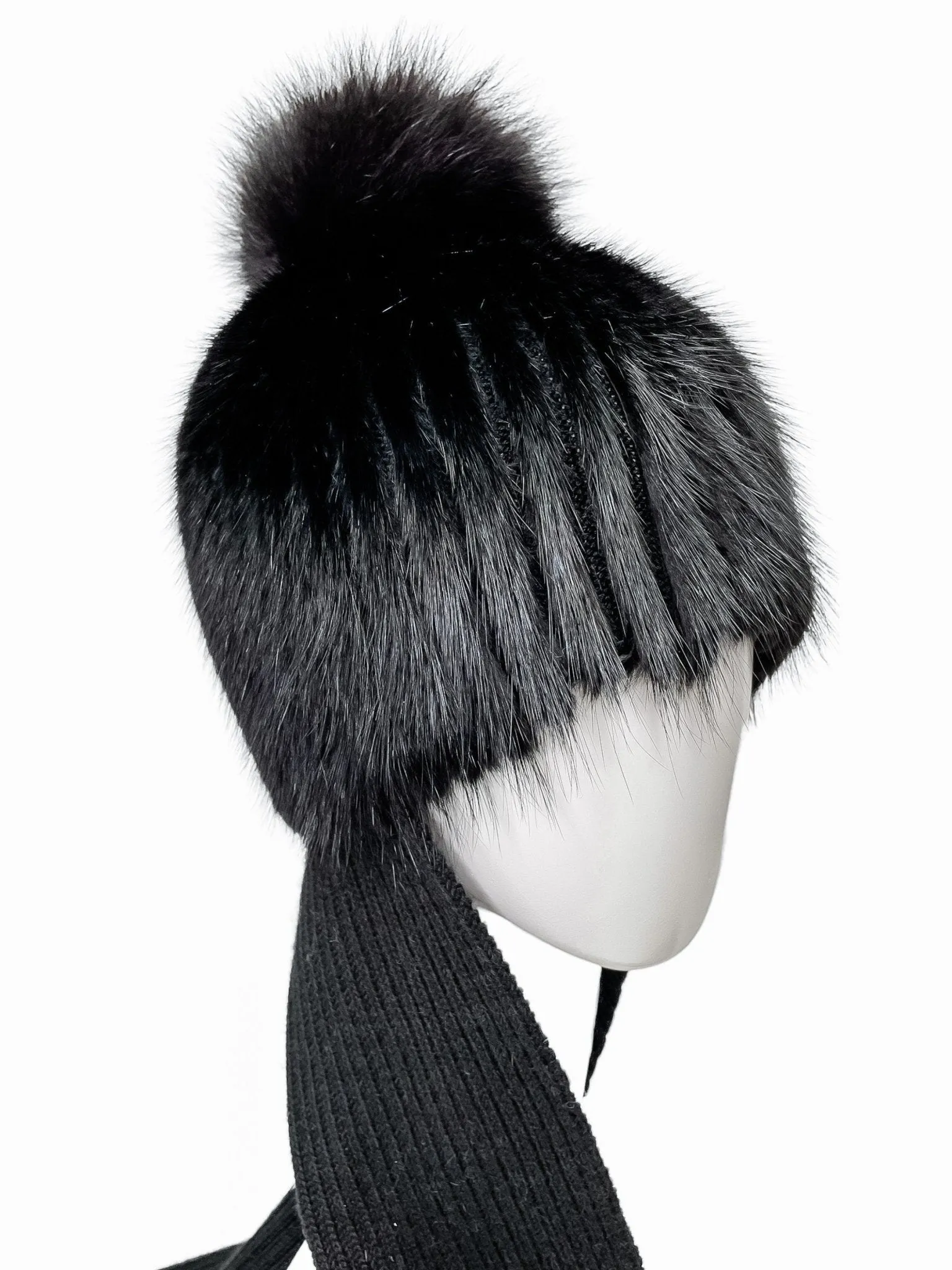 Fur Hat With Attached Scarf