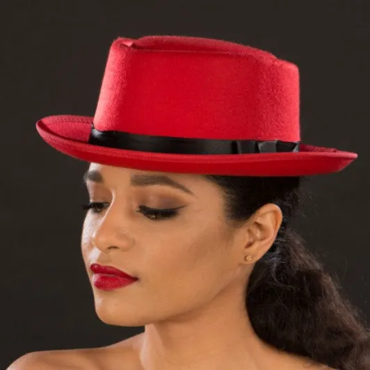 FW2232-Ladies red felt dress hat