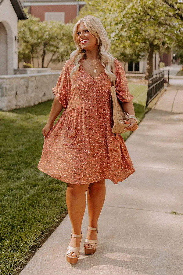 Garden Lovely Babydoll Dress In Light Rust Curves