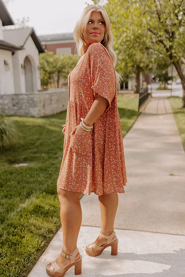 Garden Lovely Babydoll Dress In Light Rust Curves