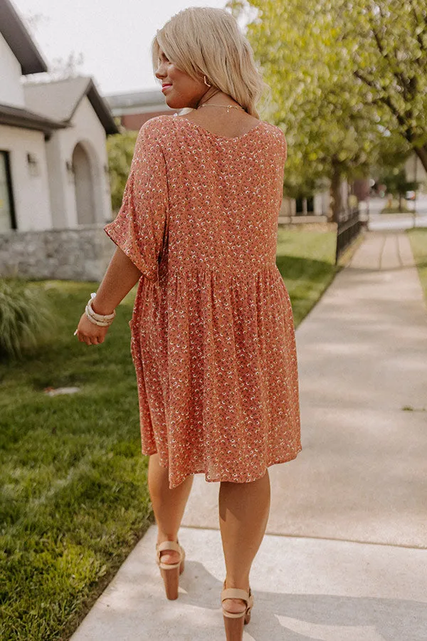 Garden Lovely Babydoll Dress In Light Rust Curves