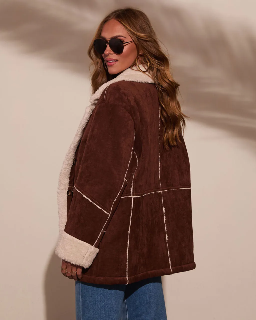 Genevieve Contrast Suede Shearling Coat