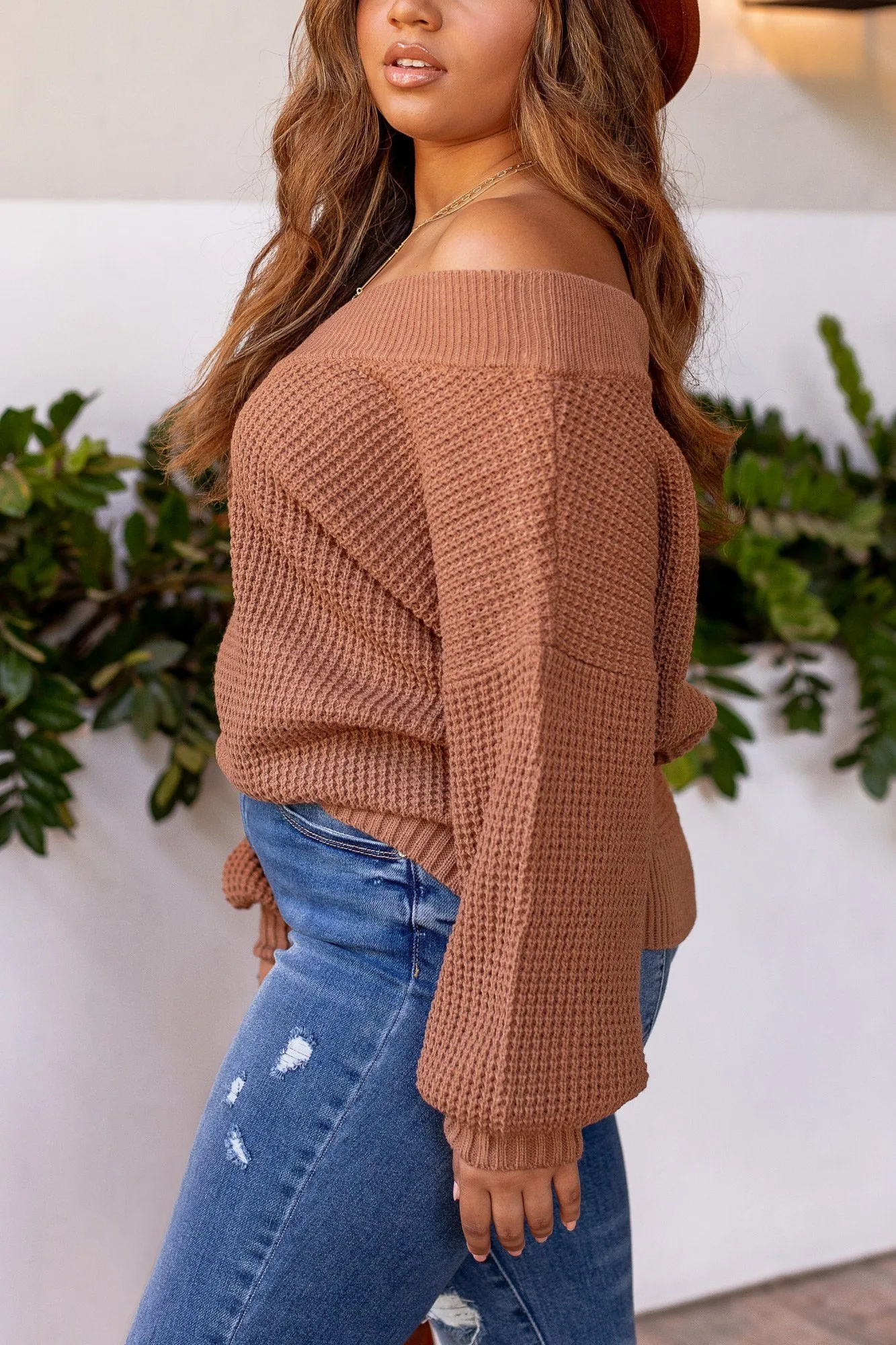 Ginny Cocoa Knit Bell Sleeve Sweater