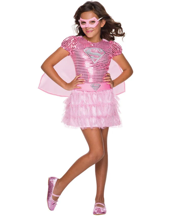 Girls Costume - Supergirl Pink Sequin