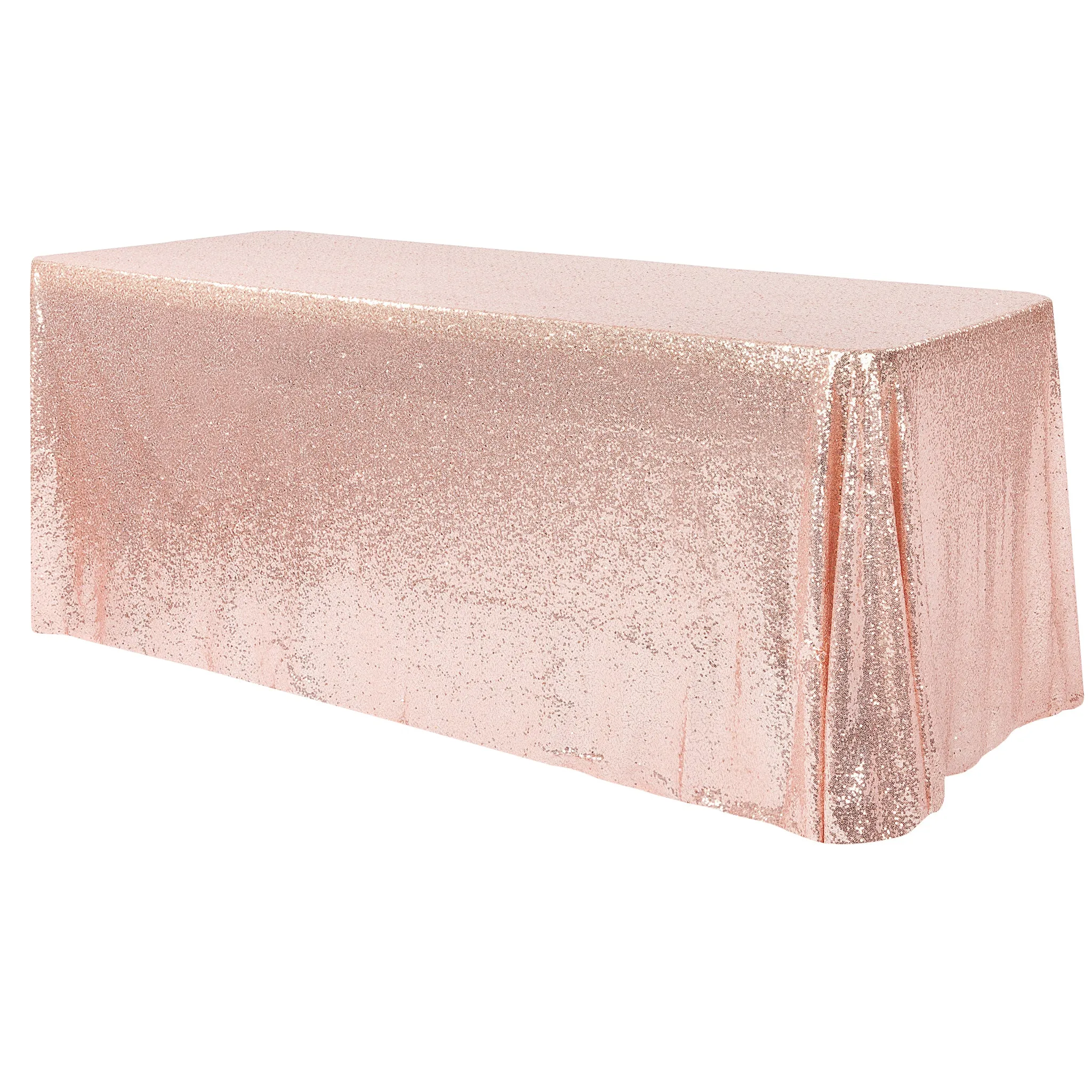 Glitz Sequin Mesh Net Tablecloth  90"x132" Rectangular -  Blush/Rose Gold