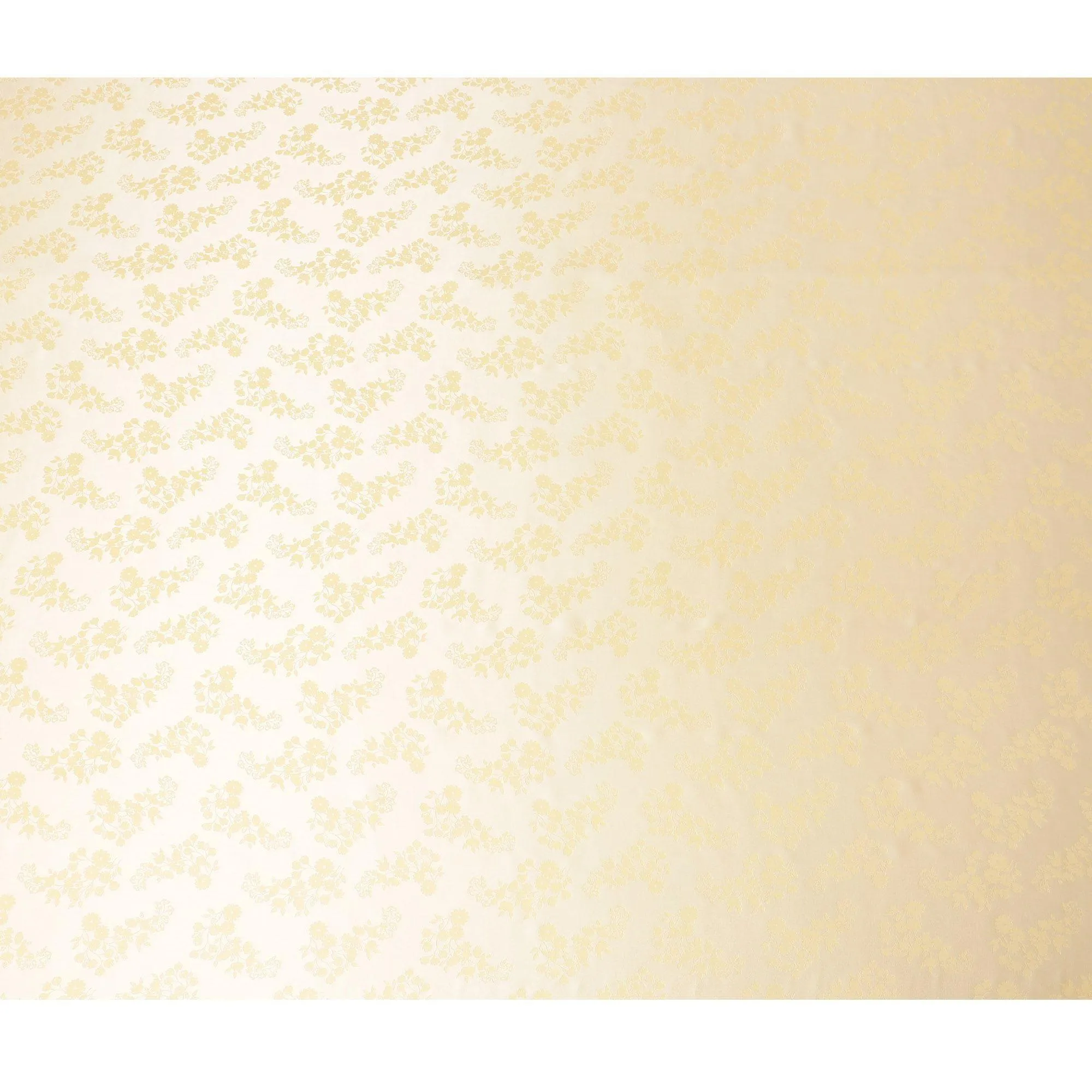 Gold Premium pure silk satin fabric with same tone film metallic jacquard in floral design-D14628