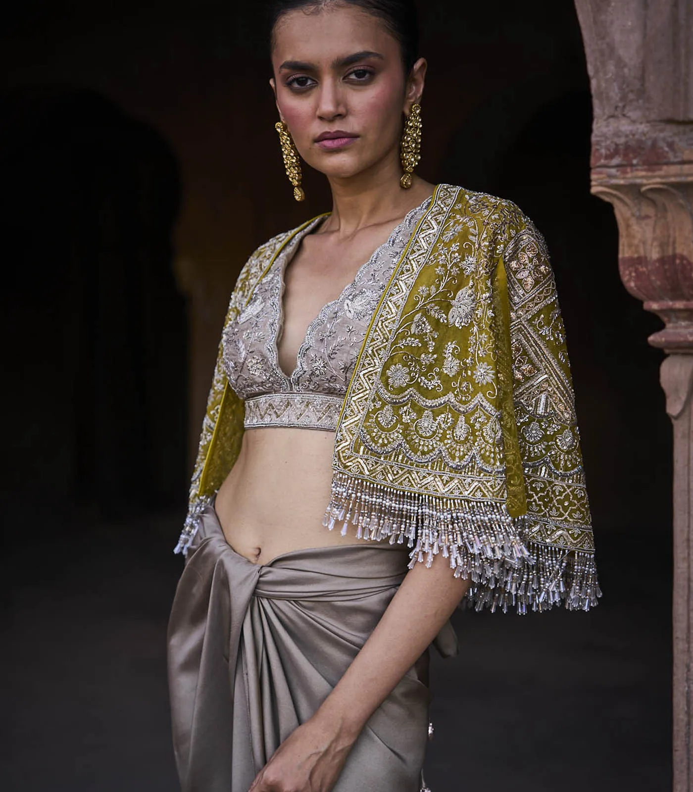 Golden Beige Cape Set