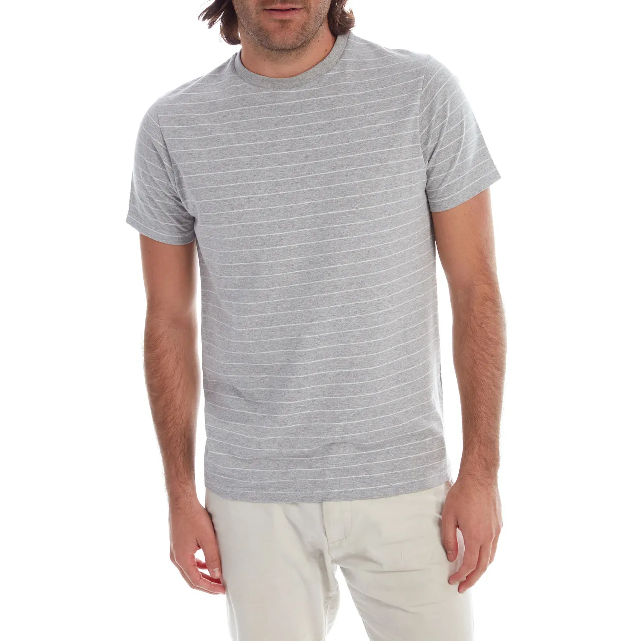 Grey Heather Nate Jacquard Striped Tee