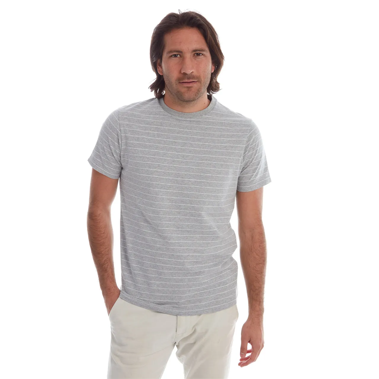 Grey Heather Nate Jacquard Striped Tee