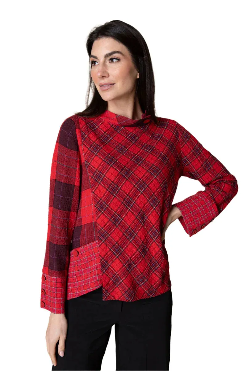 Habitat 40795 Girl Gone Plaid Button Cuff Top