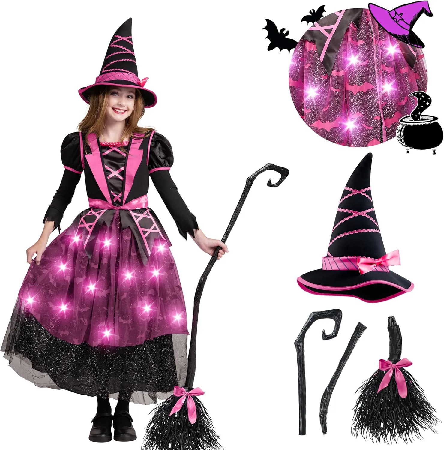 Halloween Witch Costume Kids, Pink