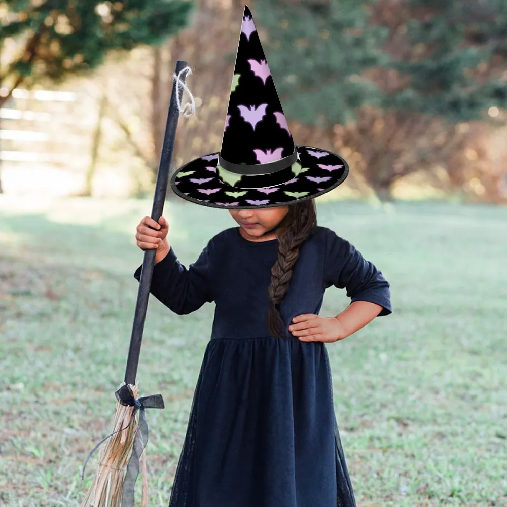 Halloween Witch Hat for Cosplay Parties or Birthday Celebrations - Neon Bats