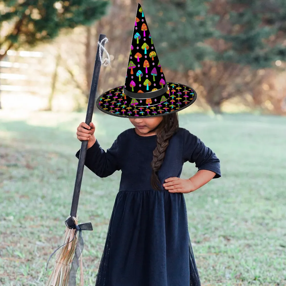 Halloween Witch Hat for Cosplay Parties or Birthday Celebrations-Trippy Mushrooms