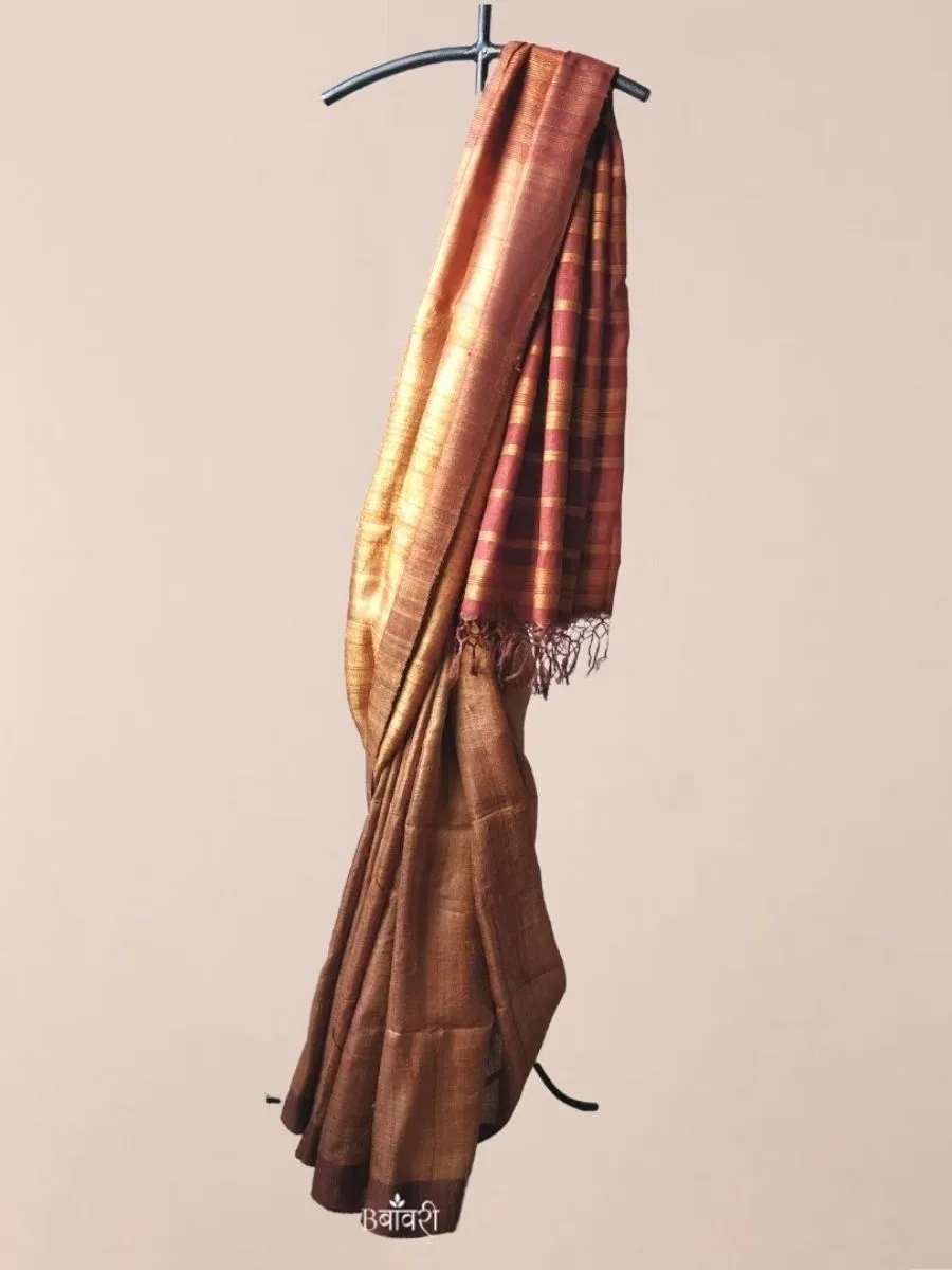 Handwoven Eri-Tussar Silk Saree_Mustard Golden