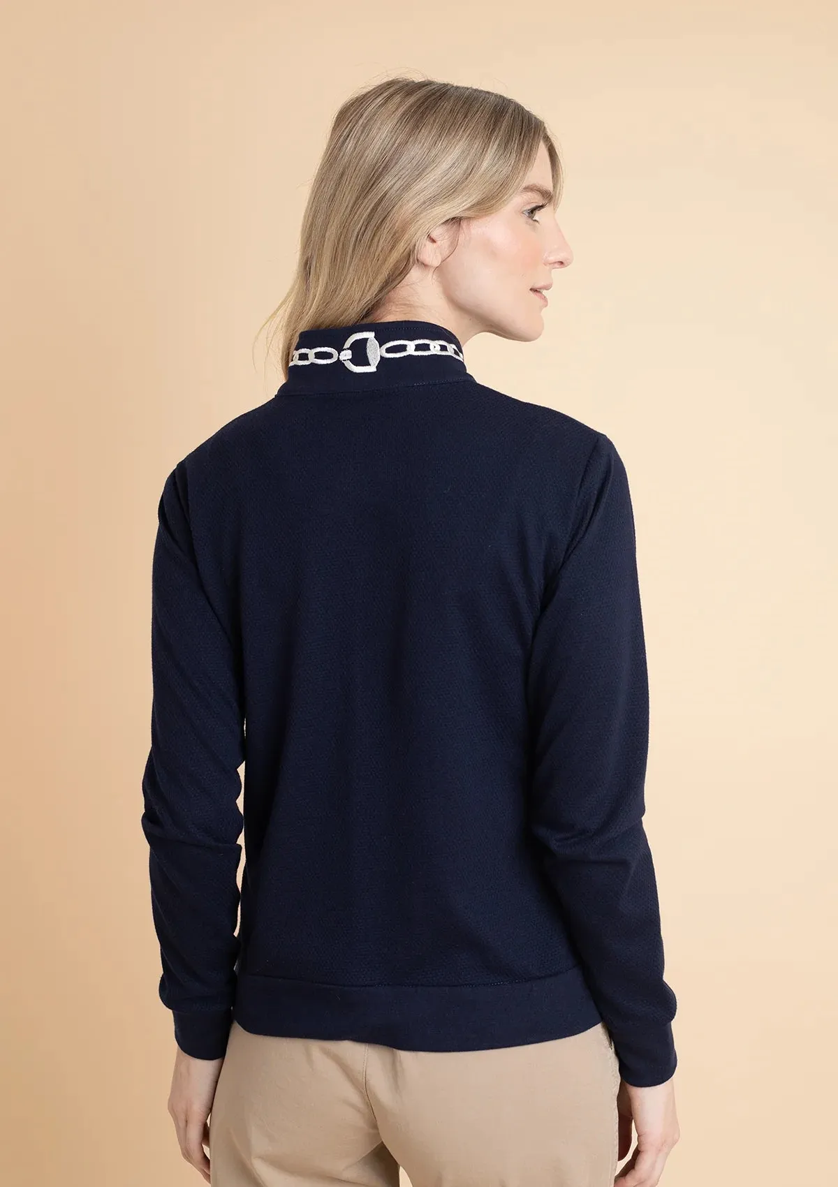 Harmonia Embroidered Zip Jacket | Navy