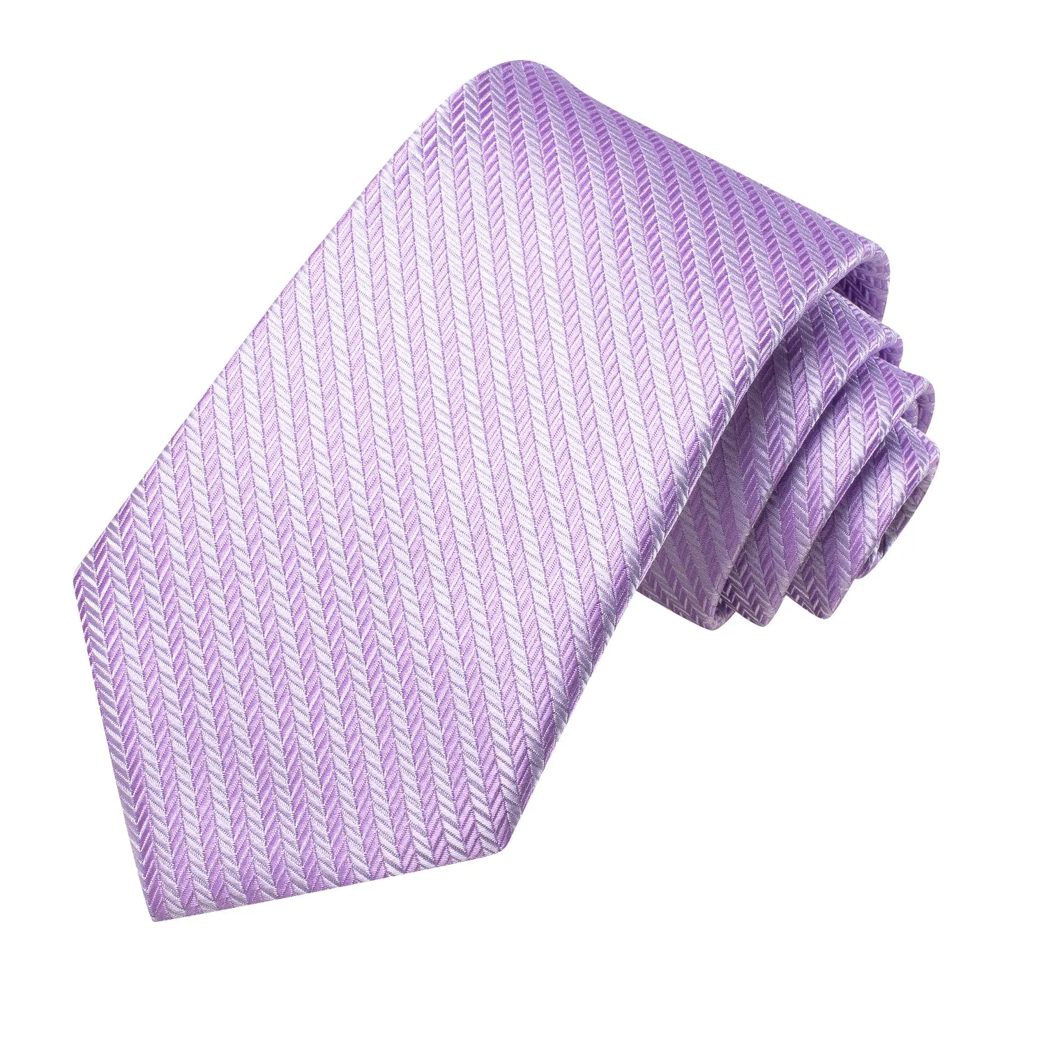 Hi-Tie Lilac Purple Striped 67 Inch Extra Long Tie Hanky Cufflinks Set