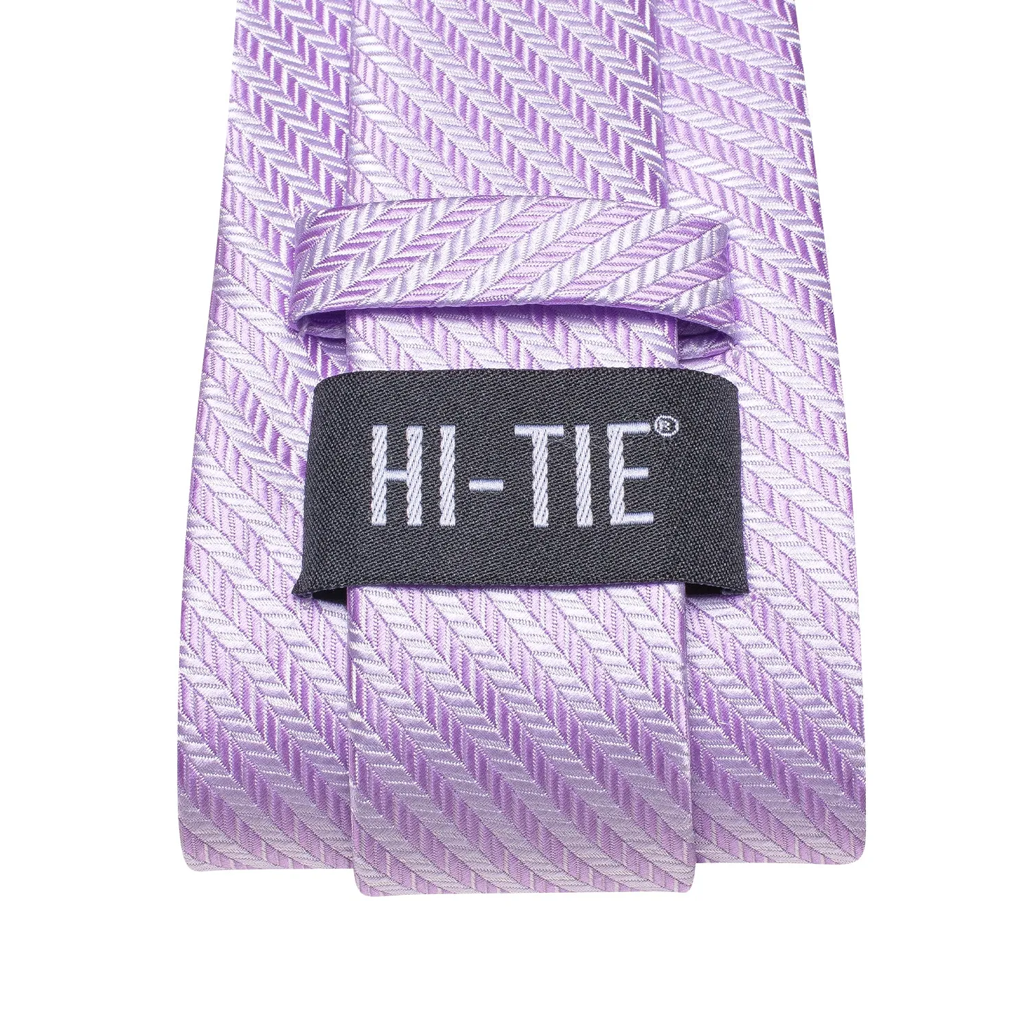 Hi-Tie Lilac Purple Striped 67 Inch Extra Long Tie Hanky Cufflinks Set