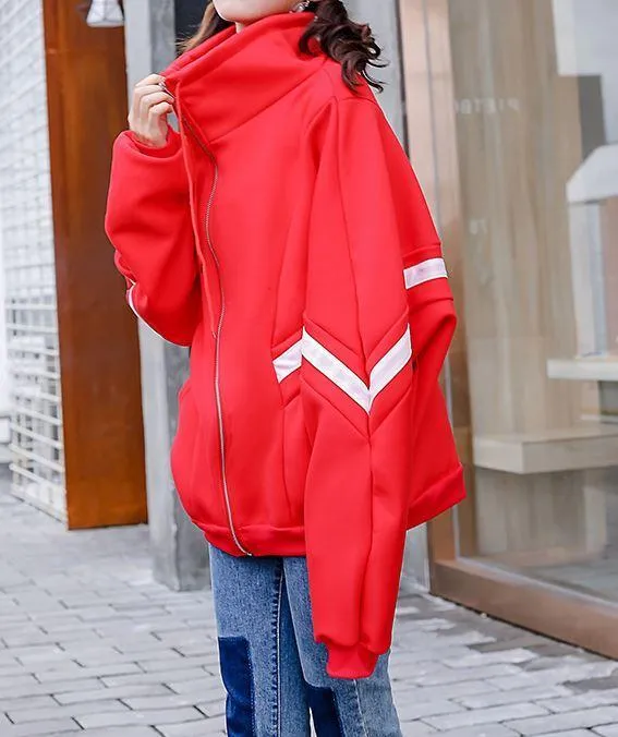 High Collar Oversized Sporty Lines Jacket