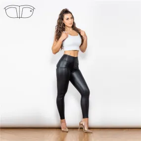 High Waist Matt Black Leather Leggings