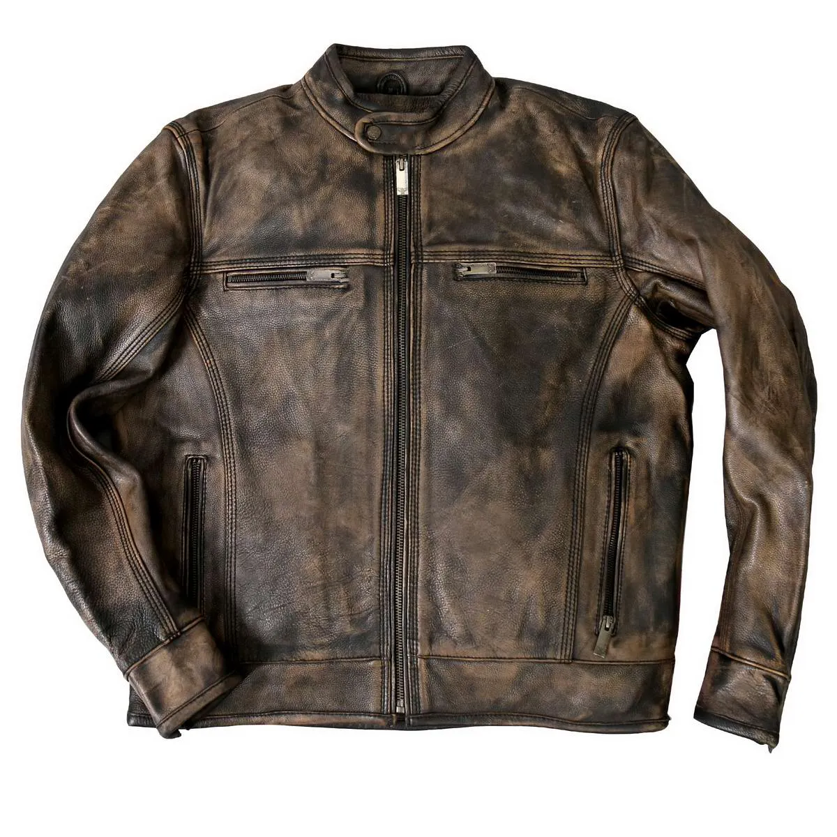 Hot Leathers JKM1019 Men's Distressed Brown Leather Jacket with Inside Storage Pockets